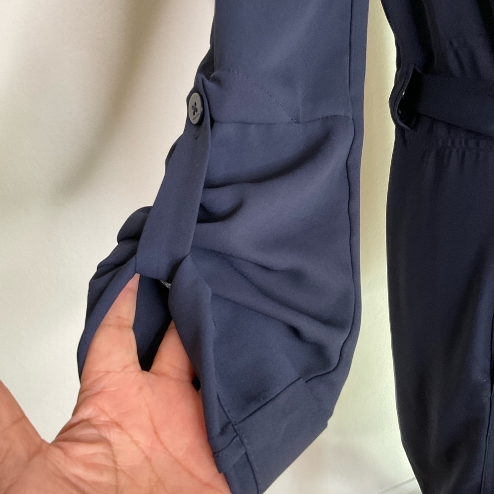 Babaton Quincy Belted Trench Coat Flowy with Pockets in Navy XXSmall - Picture 10 of 15